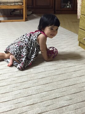 「Carter's（カーターズ）の貰い物の貰い物。ゼブラ柄？ヒョウ柄？ワンピースとブルマのセット。（ワンピース、その他）」を使った、ha__naさん（レディース・80cm）の秋コーディネート
