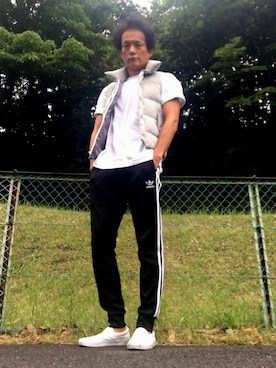 「アイテム（ダウンベスト、その他）」を使った、やっしーさん（メンズ・178cm）の春コーディネート