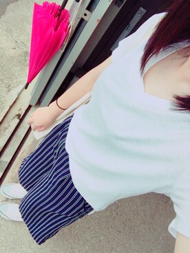 「ガウチョウパンツ」｜ひろさん（レディース・161cm）の夏コーディネート
