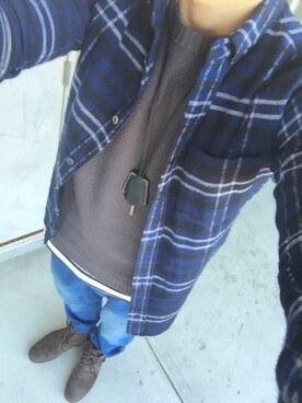 「BLUE WORK（ブルーワーク）のアイテム（トップス）」を使った、Norihiko Satoさん（メンズ・177cm・20代）の冬コーディネート