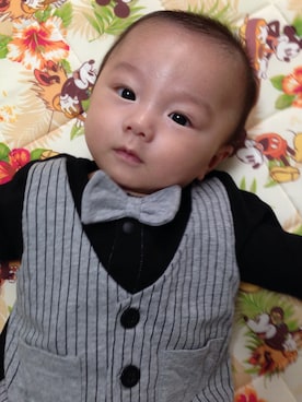 「アイテム（ロンパース、ブラック系）」を使った、jmama⑅◡̈*さん（キッズ・60cm）の冬コーディネート