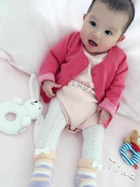 「タイツ×靴下」｜tina☺︎*さん（キッズ・60cm）の冬コーディネート