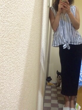 「cooteのアイテム（シャツ/ブラウス、ホワイト系）」を使った、HaNaさん（レディース・157cm）の夏コーディネート