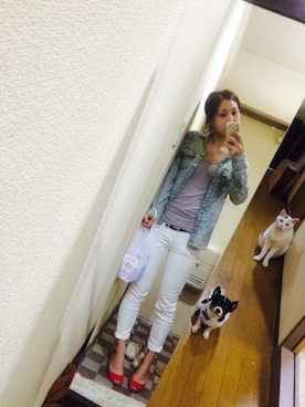 「Levi's（リーバイス）のアイテム（シャツ/ブラウス、ブルー系）」を使った、HaNaさん（レディース・157cm）の夏コーディネート