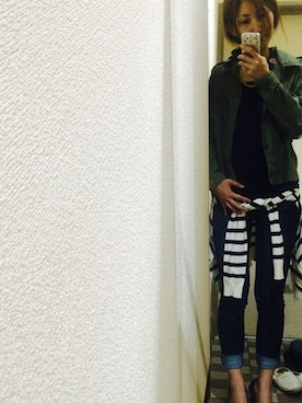「ADAM ET ROPE'（アダムエロペ）のアイテム（キャミソール、ブルー系）」を使った、HaNaさん（レディース・157cm）の秋コーディネート