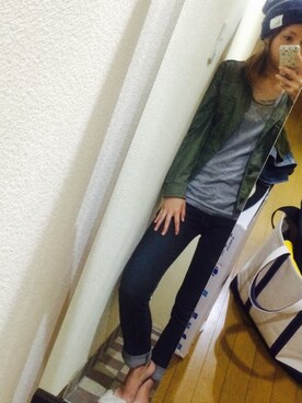 「MONKEY TIME（モンキータイム）のアイテム（ニットキャップ/ビーニー）」を使った、HaNaさん（レディース・157cm）の秋コーディネート