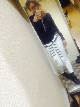 「UNIQLO（ユニクロ）のアイテム（シャツ/ブラウス、ブルー系）」を使った、HaNaさん（レディース・157cm）の秋コーディネート