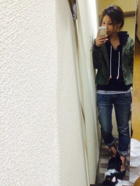 「寒さには勝てない」｜HaNaさん（レディース・157cm）の秋コーディネート