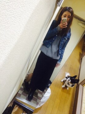 「Levi's（リーバイス）のアイテム（デニムジャケット、ブルー系）」を使った、HaNaさん（レディース・157cm）の秋コーディネート