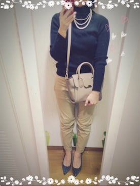「YEVS（イーブス）のアイテム（チノパンツ）」を使った、sakuraさん（レディース・158cm）の冬コーディネート