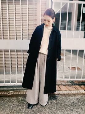 「ADAM ET ROPE'（アダムエロペ）のアイテム（ダッフルコート）」を使った、ヤスダさん（レディース・157cm）の冬コーディネート