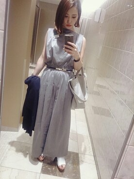 「ADAM ET ROPE'（アダムエロペ）のアイテム（つなぎ/オールインワン）」を使った、ヤスダさん（レディース・157cm）の春コーディネート