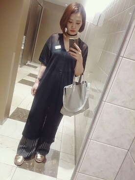 「アダムエロペ」｜「アイテム（ワンピース/ドレス）」を使った、ヤスダさん（レディース・157cm）の夏コーディネート