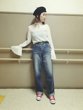 「フレアスリーブ」｜ヤスダさん（レディース・157cm）の秋コーディネート