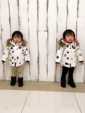 「abcd（ナシ）のアイテム（ブルゾン）」を使った、haku♡sakuさん（キッズ・90cm）の冬コーディネート