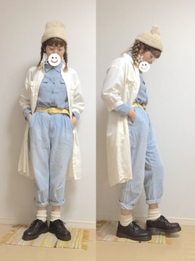 「ロールアップ」｜「アイテム（シャツワンピース）」を使った、☆★gizmo★☆さん（レディース・159cm）の冬コーディネート