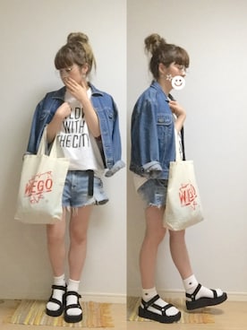 「WEGO（ウィゴー）のアイテム（エコバッグ/サブバッグ）」を使った、☆★gizmo★☆さん（レディース・159cm）の春コーディネート
