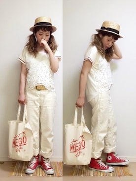「アイテム（アンサンブル、ホワイト系）」を使った、☆★gizmo★☆さん（レディース・159cm）の夏コーディネート