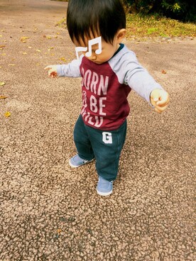 「スエット」｜irinaさん（キッズ・70cm）の秋コーディネート