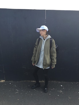 「H&M（エイチ・アンド・エム）のアイテム（ブルゾン）」を使った、a m iさん（レディース・162cm）の秋コーディネート