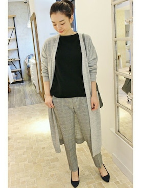 「アイテム（ボストンバッグ、グレー系）」を使った、LUCYさん（レディース・163cm）の秋コーディネート