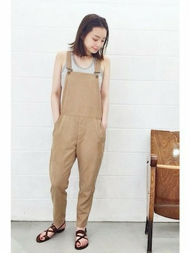 「アイテム（タンクトップ、グレー系）」を使った、LUCYさん（レディース・163cm）の夏コーディネート