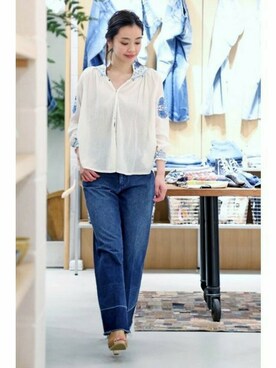 「plage（プラージュ）のアイテム（デニムパンツ）」を使った、LUCYさん（レディース・163cm）の夏コーディネート