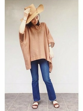 「アイテム（ハット、イエロー系）」を使った、LUCYさん（レディース・163cm）の夏コーディネート