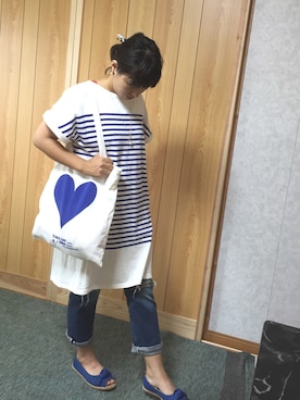 「BLUE BLUE（ブルーブルー）のアイテム（ワンピース/ドレス）」を使った、h&mさん（レディース・157cm）の夏コーディネート
