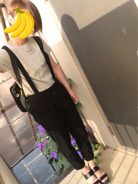 「ポケットＴシャツ」｜「アイテム（サロペット/オーバーオール）」を使った、さるちゃわさん（レディース・160cm）の夏コーディネート