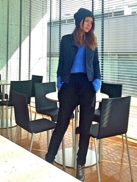 「ブルーニット」｜「アイテム（ブーティ）」を使った、ゆみとさん（レディース・160cm）の秋コーディネート