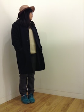 「コクーンコート」｜「アイテム（帽子）」を使った、Rinaさん（レディース・164cm）の冬コーディネート
