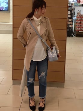 「UNRELISH（アンレリッシュ）のビジューショートネックレス（ネックレス）」を使った、ののやんさん（レディース・167cm）の春コーディネート