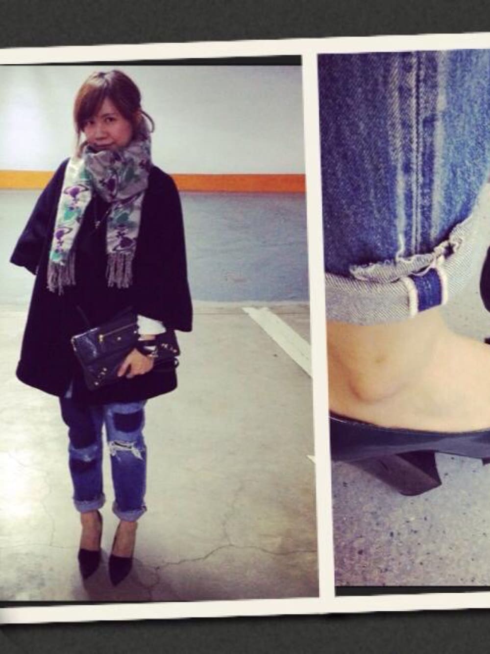 「MURUAのアイテム（パンプス、グリーン系）」を使った、Karineさん（レディース・157cm）の冬コーディネートの1枚目の写真