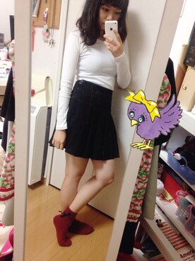 「キュロット」｜「アイテム（ライダースジャケット）」を使った、ゆぽさん（レディース・152cm）の秋コーディネート
