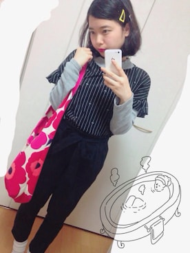 「ウエストイン」｜「アイテム（口紅/リップティント/グロス）」を使った、ゆぽさん（レディース・152cm）の春コーディネート