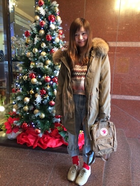 「goa（ゴア）のアイテム（モッズコート）」を使った、木綿さん（レディース・151cm）の春コーディネート