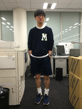 「MSGM（エムエスジーエム）のアイテム（ニット/セーター）」を使った、kazuhikoYAKUSHIJINさん（メンズ・165cm）の春コーディネート
