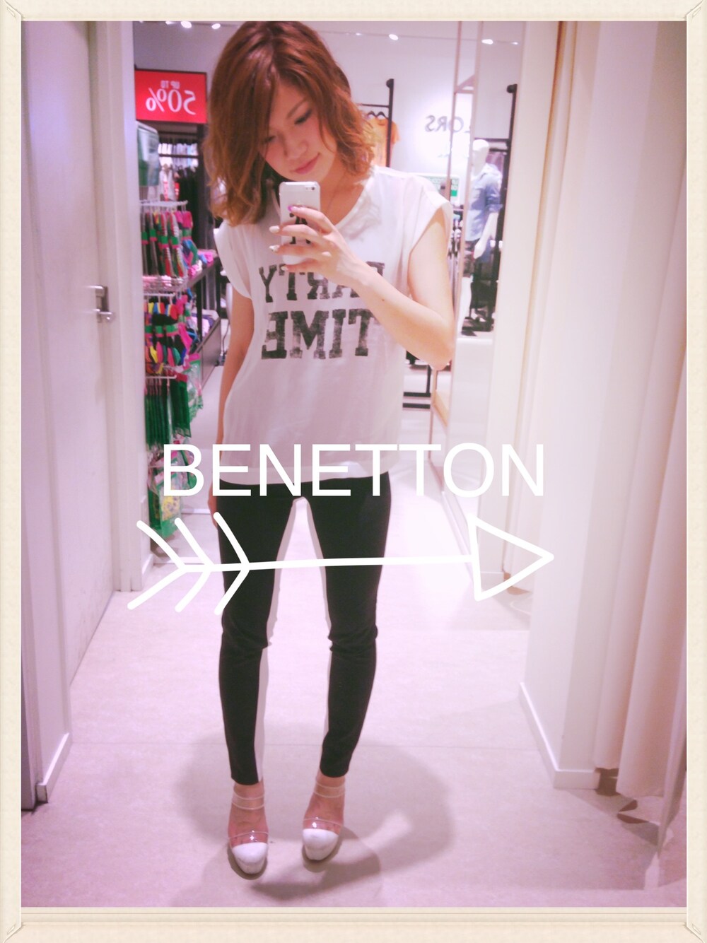 「#スポーツミックス、#WEARBOOKエントリー、モノトーン、レギパン、カラーブロック」｜「BENETTON (UNITED COLORS OF BENETTON)のＬＴ１カラーブロックレギパン（その他パンツ、ブラック系）」を使った、lisaさん（レディース・160cm）の夏コーディネートの1枚目の写真