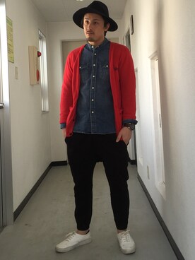 「GLOBAL WORK（グローバルワーク）のフェルトロングブリムハット/705078（ハット）」を使った、t1sideさん（メンズ・170cm）の春コーディネート