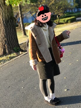「ehka sopo（エヘカソポ）のアイテム（ムートンコート）」を使った、naamiさん（レディース・154cm）の秋コーディネート