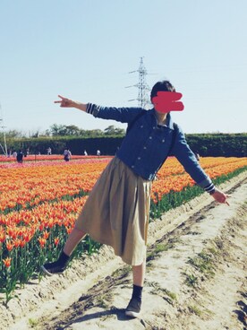 「タックスカート」｜「アイテム（その他）」を使った、さっさんさん（レディース・158cm）の春コーディネート