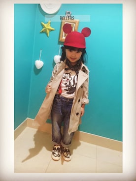 「ROLLERS（ローラーズ）のアイテム（パンツ）」を使った、rmurmuさん（キッズ・100cm）の冬コーディネート