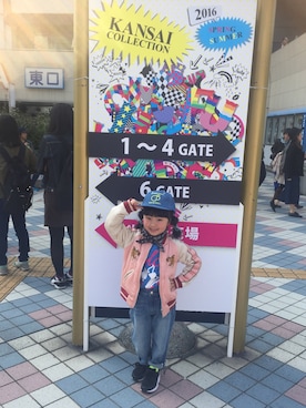 「ROLLERS（ローラーズ）のアイテム（パンツ）」を使った、rmurmuさん（キッズ・100cm）の春コーディネート