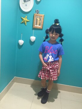 「BLOC（ブロック）のアイテム（パンツ）」を使った、rmurmuさん（キッズ・100cm）の春コーディネート
