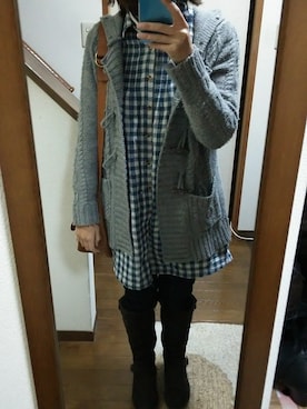 「アイテム（シャツワンピース）」を使った、SHIHOさん（レディース・161cm・20代）の冬コーディネート