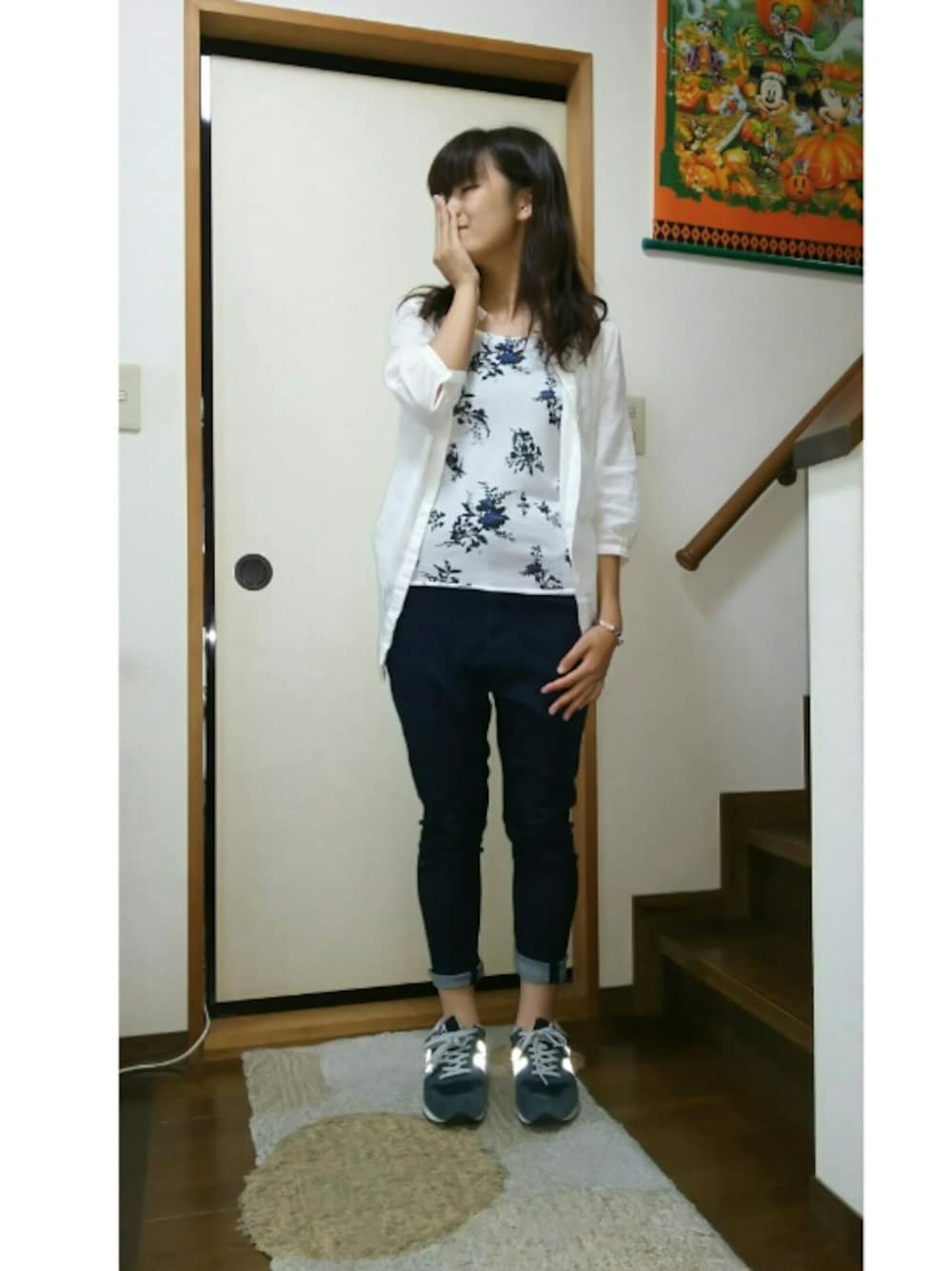 「スポーティーフェス告知、ニューバラビームより輝き隊、小窓部、袖まくり部、wear呑んべぇ部、バスケがし隊です、サルエリスト、花柄、サルエルデニム、Doシンプル部」｜「GLOBAL WORKの【機能素材】40タンクトップ/710263（タンクトップ、その他）」を使った、SHIHOさん（レディース・161cm）の夏コーディネートの1枚目の写真