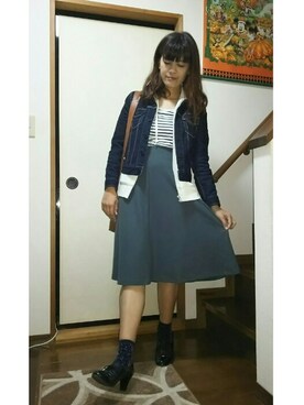 SHIHOさんの「WOMEN ミラノリブカットソーミディスカート」を使ったコーディネート