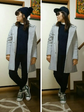 「美容室」｜「アイテム（その他アウター）」を使った、SHIHOさん（レディース・161cm）の秋コーディネート