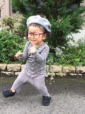 「オンザ眉毛」｜「アイテム（ハンチング/ベレー帽）」を使った、ここはなさん（キッズ・80cm）の秋コーディネート